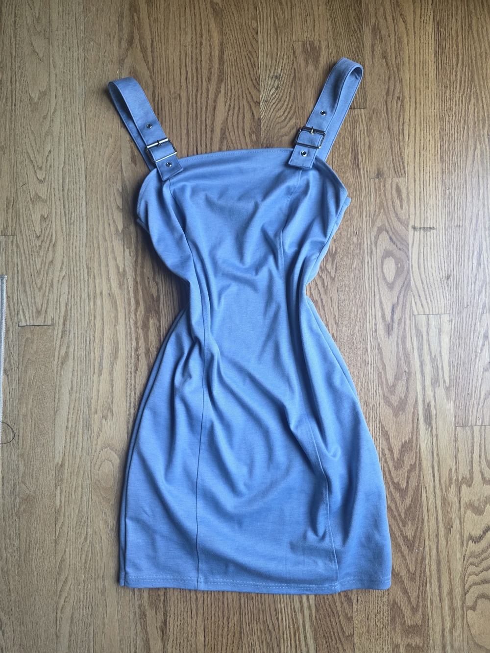 Blue Strappy Mini Dress with Buckle Straps